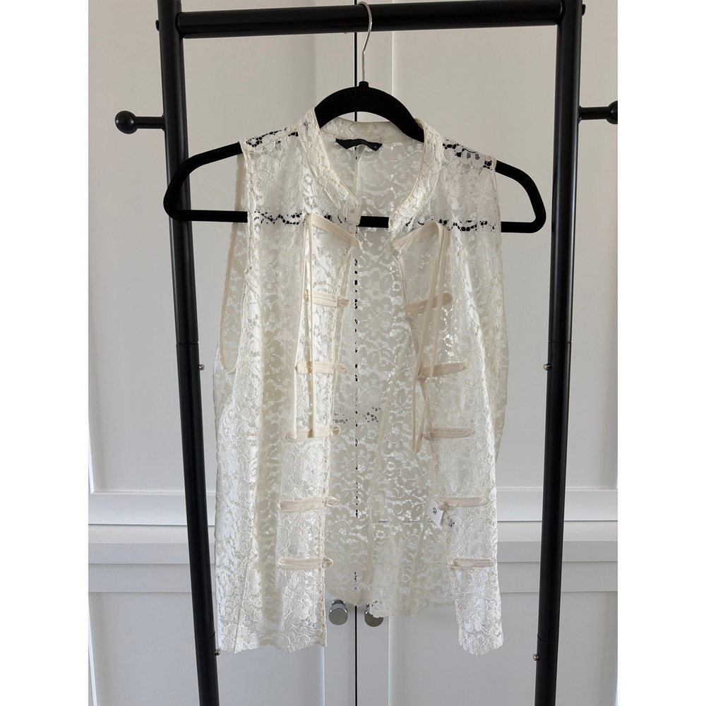 Zara GUIPURE FIREMAN CLASP TOP in White - Picture 2 of 3